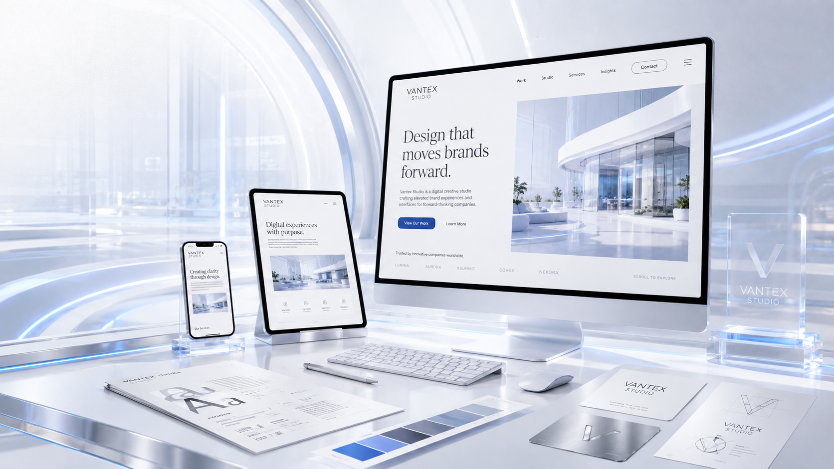 Creative and technical digital workspace representing Vantex Digital capability